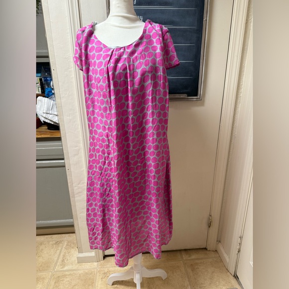J. Peterman SILK Polka Dot Sheer  Dress Party Date Romantic pink 14 - Picture 1 of 8